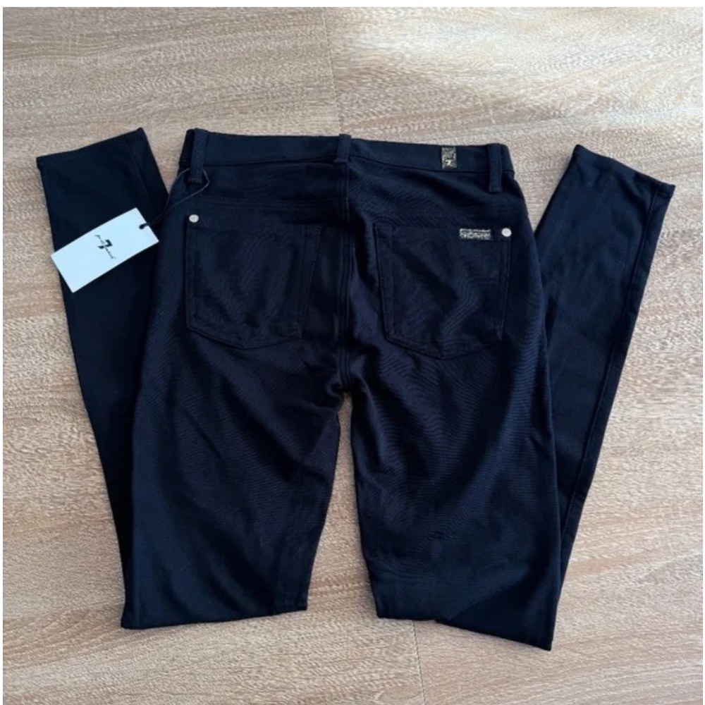 7 FOR ALL MANKIND Double Knit Skinny Pants Black Women’s Size 27 - Picture 2 of 7